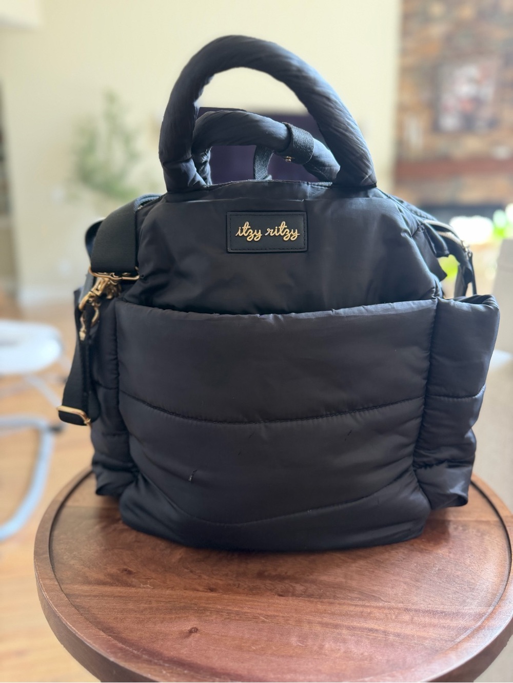 Itzy Ritzy Quilted Puffer Diaper Bag - Black
